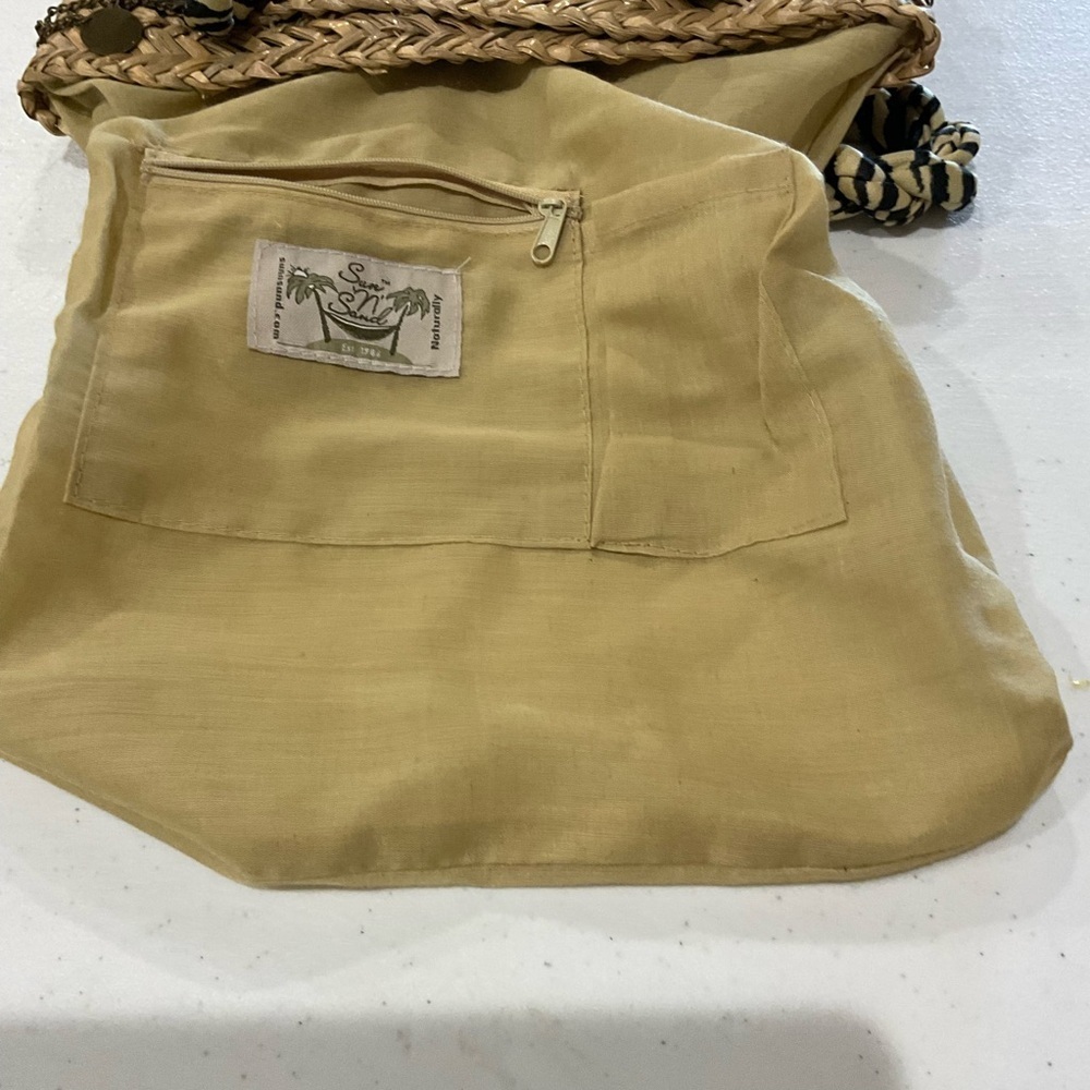 Vintage Sun n’ Sand Animal Print Shoulder Bag Magnetic Straw & Silky Fabric - Picture 7 of 12